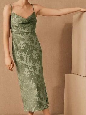 bhldn emery square neck stretch satin midi dress BHLDN